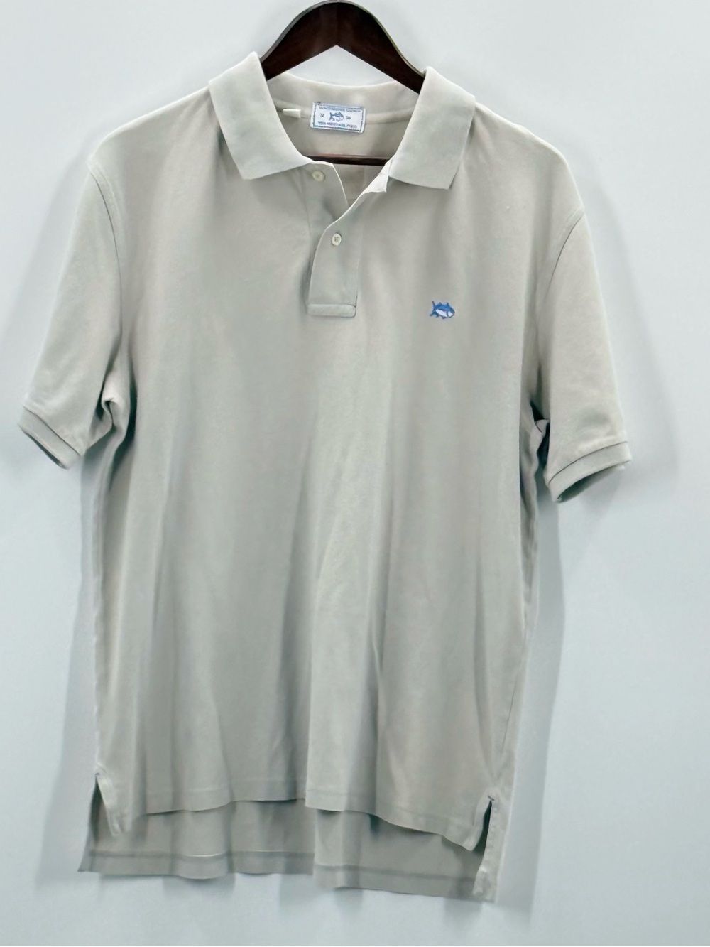 307 Southern Tide Light Gray Polo Medium with Blue Fish Logo